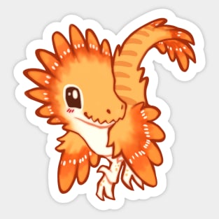 Cute Chibi Velociraptor Dromeosaur Raptor Dinosaur cartoon drawing Sticker